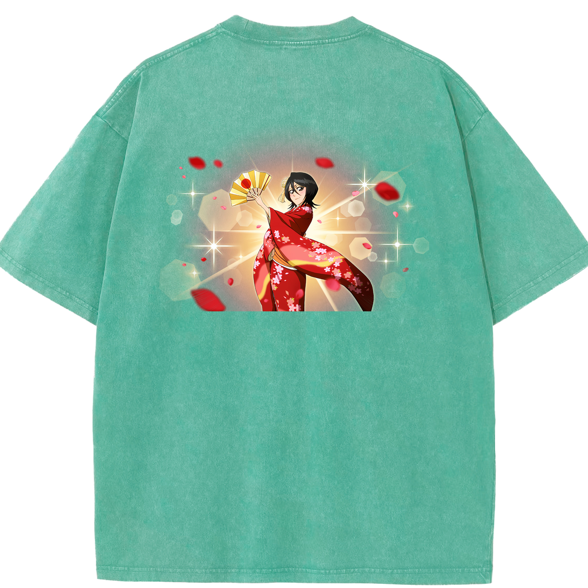 （画像用） ブリーチ 朽木ルキア BLEACH Kuchiki Rukia 綿100% ヴィンテージ風 半袖Tシャツ（背面プリント）